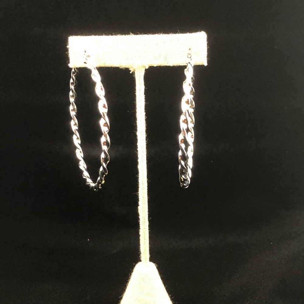 Twisted Silver Hoops - Picture 2 of 3